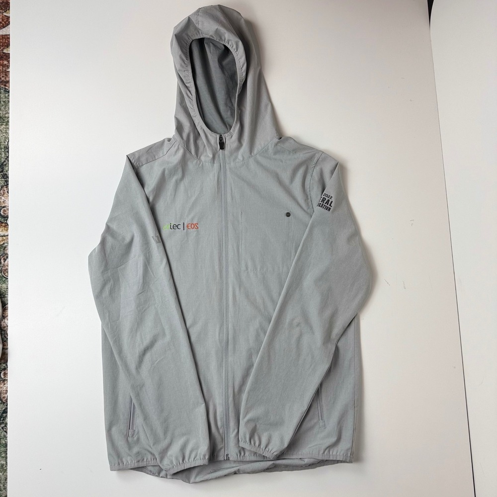Vuori Mens Grey Full Zip Hooded Windbreaker Jacket Size M Atec EOS NASS 2022